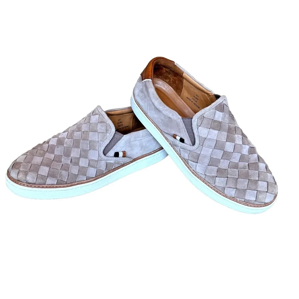 Allen Edmonds Men's Beige Alpha Woven Suede Slip-On Sneakers‎ Size 10.5 3E